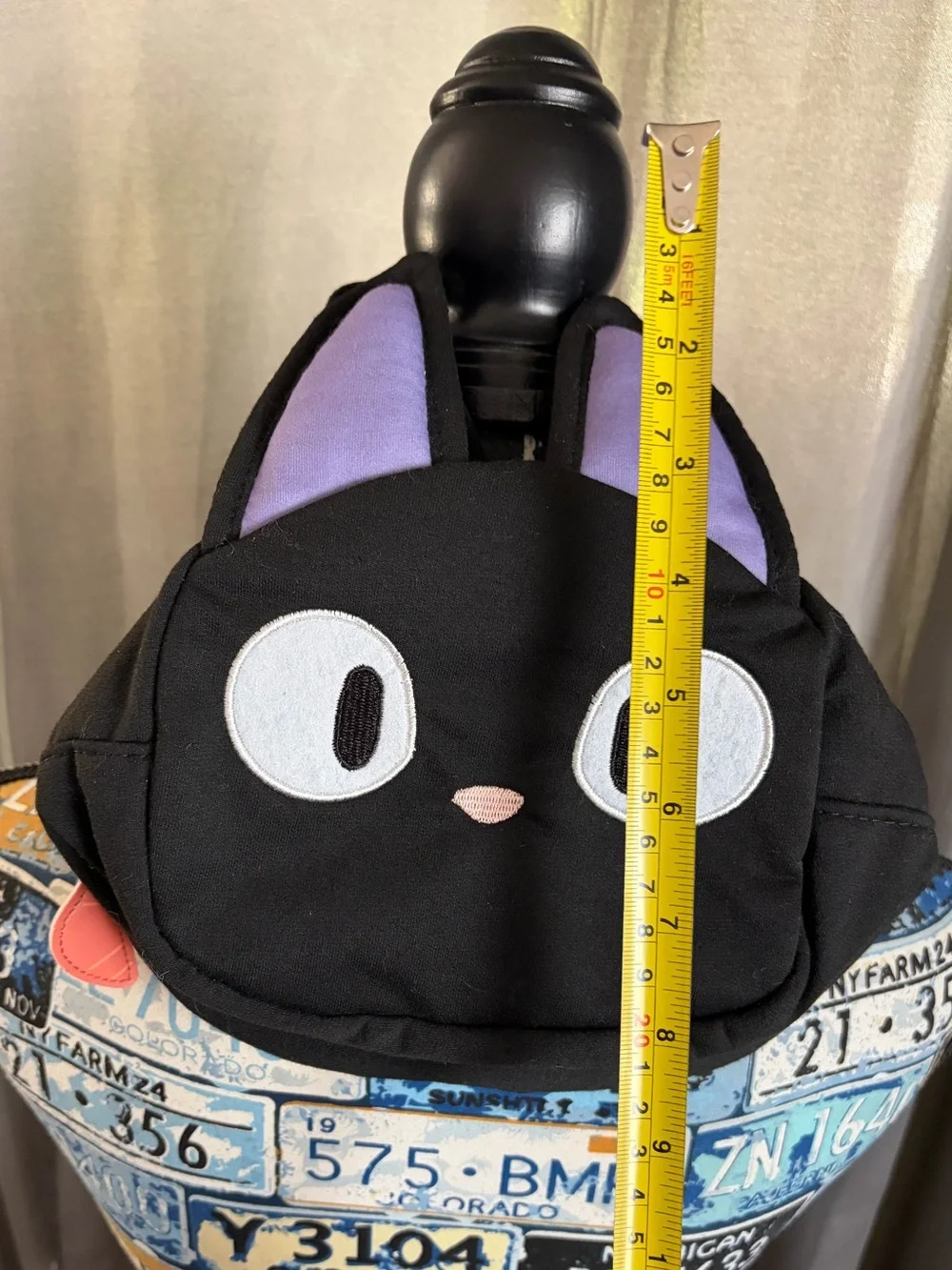 Kiki's Delivery Service Mini Die Cut Black Hand Bag with Zip Closure - Jiji Cat